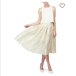 Closet clear out!! ERIN FETHERSTON Gold Ivory Pleated Gina Skirt